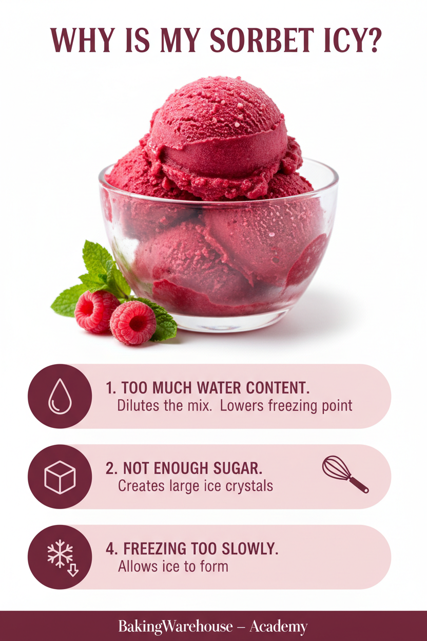 a raspberry sorbet and tell why is my sorbet icy