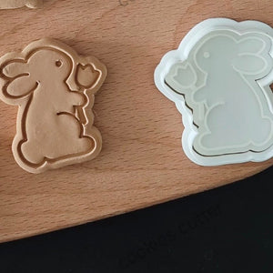 Rabbit cookie cutter with flower