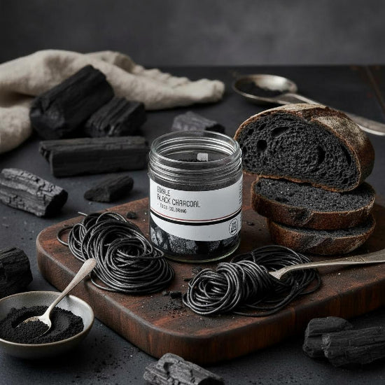 Black charcoal powder for food