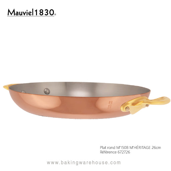 Copper Round Pan Brass Handle 26cm
