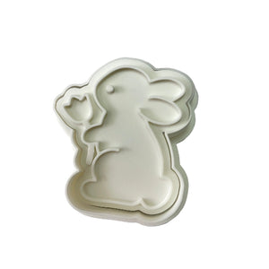 Rabbit cookie cutter with flower
