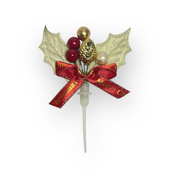Christmas Cake topper red ribbon 50 pieces - BakingWarehouse