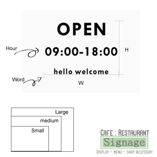Custom open hours window decal | Static sticker