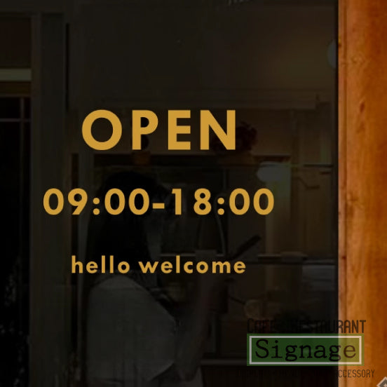 Custom open hours window decal | Static sticker