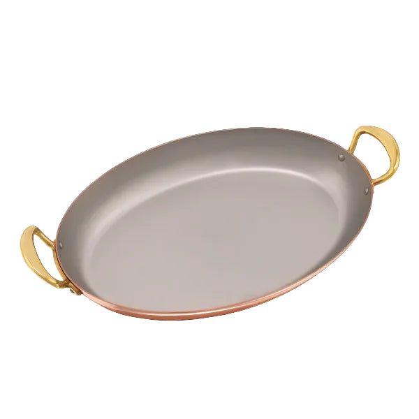 Copper Oval Pan Brass Handle 30cm