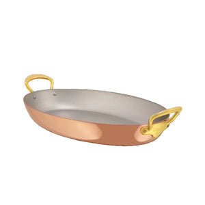 Copper Oval Pan Brass Handle 30cm
