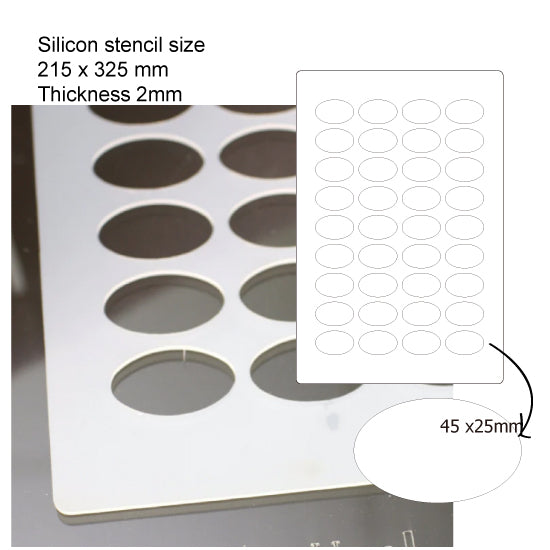 Silicon stencil 40x25mm oval