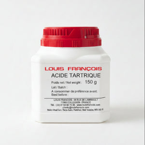 Container of Louis Francois Acide Tartrique on a textured surface with a blurred background