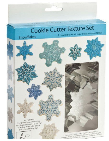 Snowflakes cookie cutter with texture sheet