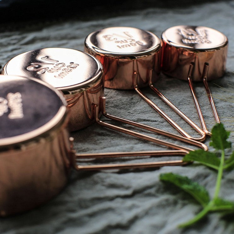 Copper Stainless steel Measuring cup 1/4-1cup