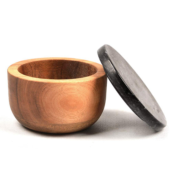 Wooden Salt Keeper with marble lid