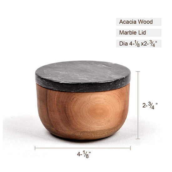 Wooden Salt Keeper with marble lid