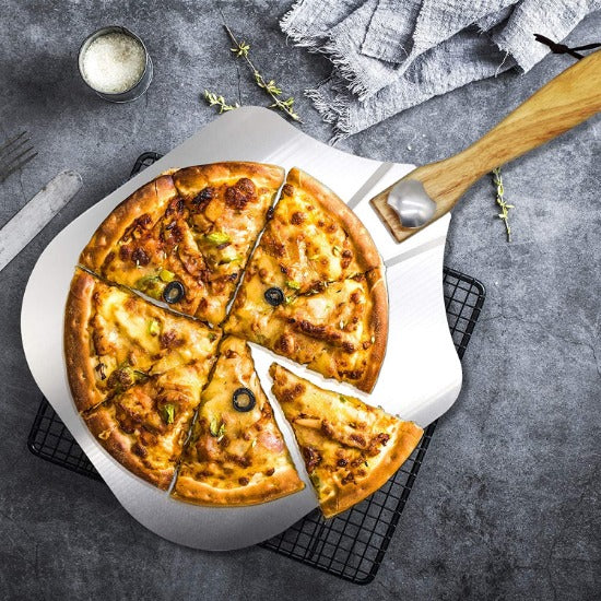 Oven Peel with folding wooden handle